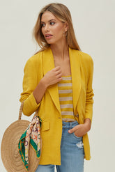 LINEN TUXEDO NECK JACKET